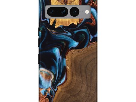 Pixel 7 Pro Wood Live Edge Phone Case - Willard (Teal & Gold, 747496) Online now