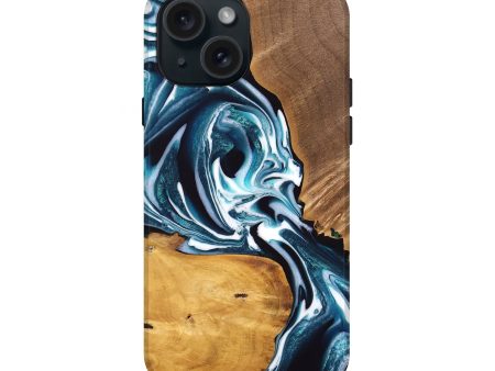 iPhone 15 Wood Live Edge Phone Case - Cecelia (Blue, 747507) For Discount