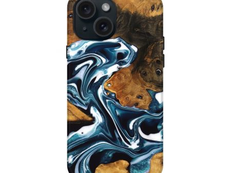 iPhone 15 Wood Live Edge Phone Case - Adriana (Blue, 747504) Fashion