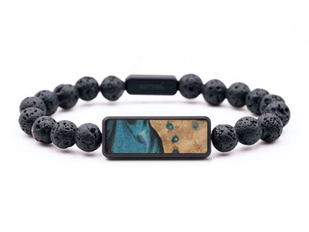 Lava Bead Wood Bracelet - Myrna (Blue, 747540) Online