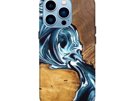 iPhone 14 Pro Wood Live Edge Phone Case - Cecelia (Blue, 747507) Online now