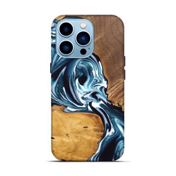 iPhone 14 Pro Wood Live Edge Phone Case - Cecelia (Blue, 747507) Online now