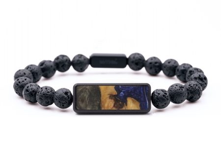 Lava Bead Wood Bracelet - Solomon (Blue, 747547) Online now