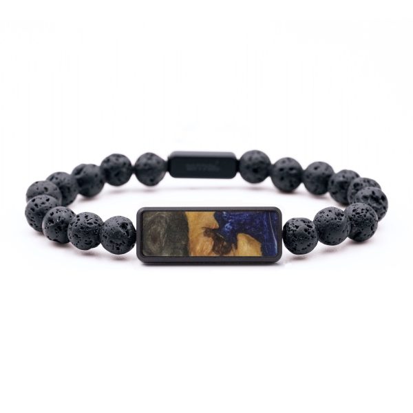 Lava Bead Wood Bracelet - Solomon (Blue, 747547) Online now