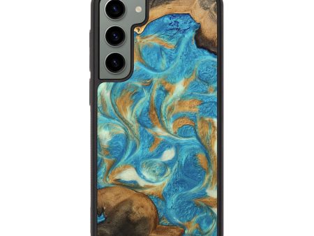 Galaxy S23 Plus Wood Phone Case - Ava (Teal & Gold, 747427) on Sale