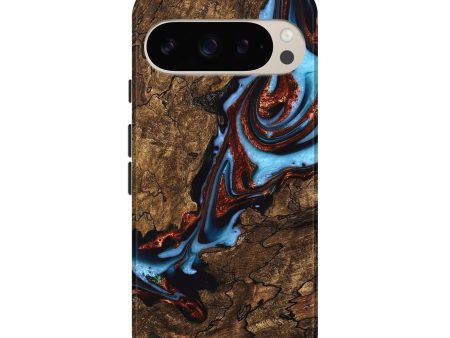 Pixel 9 Pro Wood Live Edge Phone Case - Tomas (Teal & Gold, 747480) For Cheap