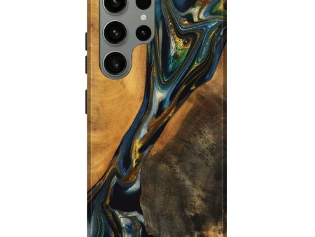 Galaxy S23 Ultra Wood Live Edge Phone Case - Karly (Teal & Gold, 747502) Online