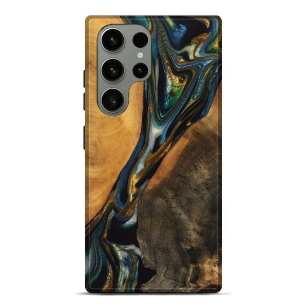 Galaxy S23 Ultra Wood Live Edge Phone Case - Karly (Teal & Gold, 747502) Online