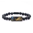 Lava Bead Wood Bracelet - Nicole (Teal & Gold, 747514) on Sale