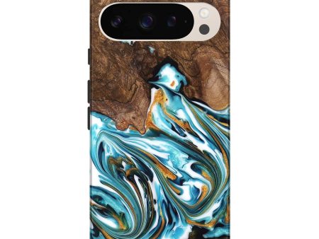 Pixel 9 Pro XL Wood Live Edge Phone Case - Kaia (Teal & Gold, 747487) Online Sale