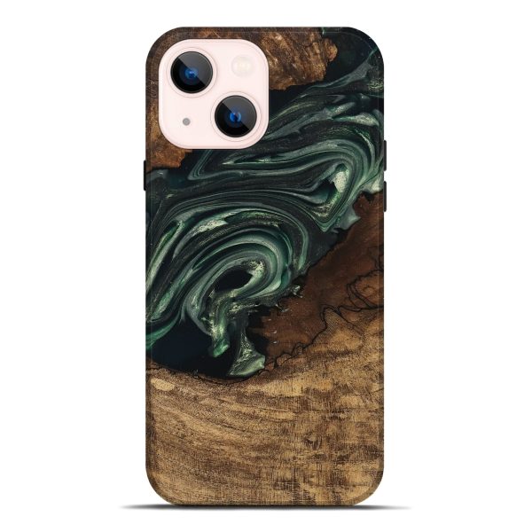 iPhone 14 Plus Wood Live Edge Phone Case - Ian (Green, 747484) on Sale