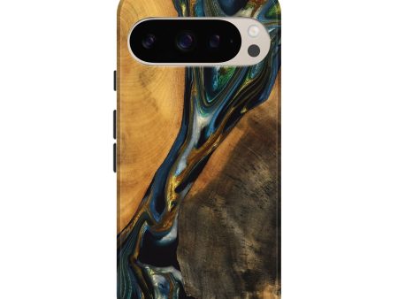 Pixel 9 Wood Live Edge Phone Case - Karly (Teal & Gold, 747502) Supply