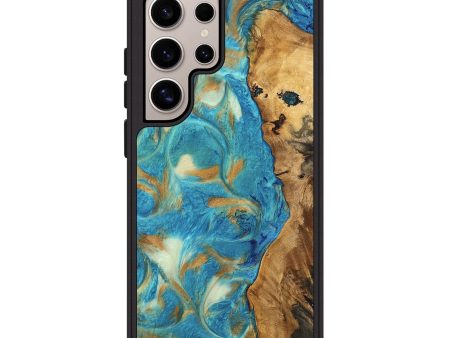 Galaxy S25 Ultra Wood Phone Case - Hana (Teal & Gold, 747426) Online Sale