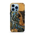 iPhone 14 Pro Wood Live Edge Phone Case - Lynda (Teal & Gold, 747503) on Sale