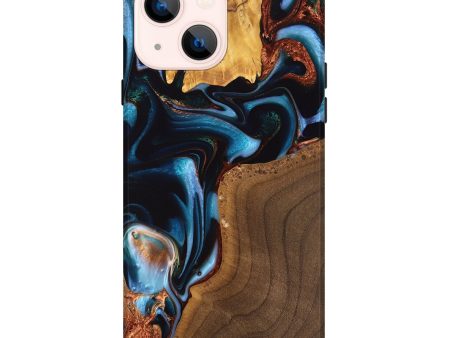 iPhone 14 Plus Wood Live Edge Phone Case - Willard (Teal & Gold, 747496) Online