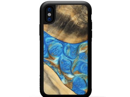 iPhone Xs Wood Phone Case - Jaquan (Teal & Gold, 747409) Hot on Sale