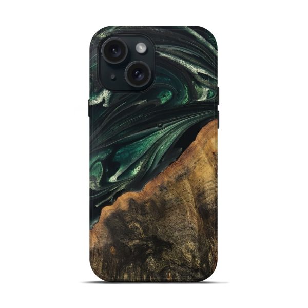 iPhone 15 Wood Live Edge Phone Case - Javion (Green, 747483) Online now