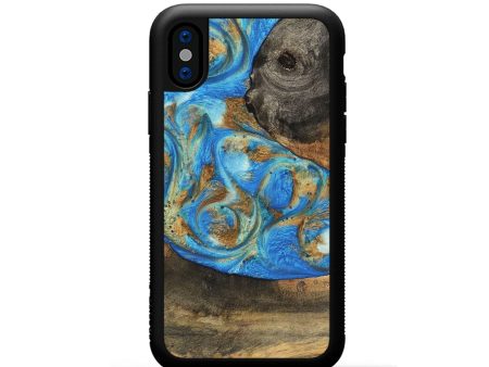 iPhone Xs Wood Phone Case - Nelson (Teal & Gold, 747411) Hot on Sale