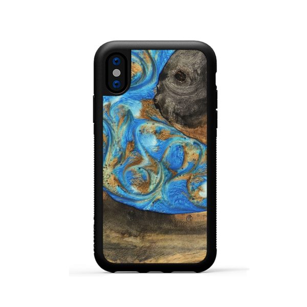 iPhone Xs Wood Phone Case - Nelson (Teal & Gold, 747411) Hot on Sale