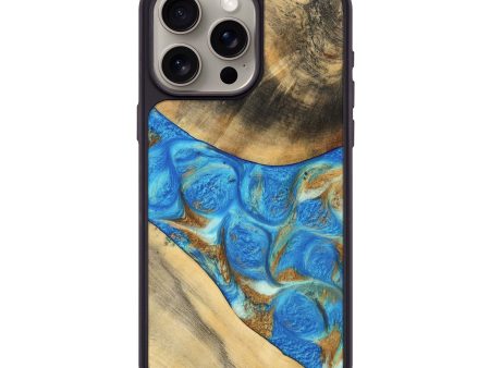 iPhone 15 Pro Max Wood Phone Case - Jaquan (Teal & Gold, 747409) Online Hot Sale