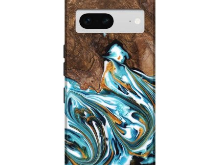 Pixel 7 Wood Live Edge Phone Case - Kaia (Teal & Gold, 747487) Online now