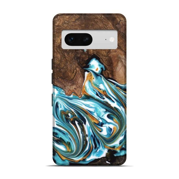 Pixel 7 Wood Live Edge Phone Case - Kaia (Teal & Gold, 747487) Online now