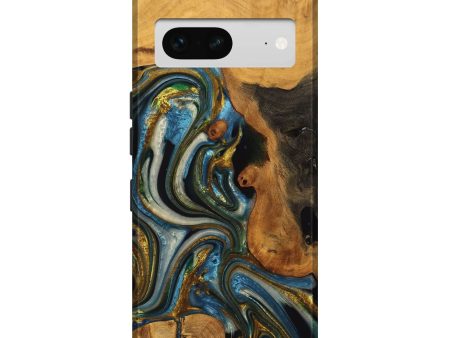 Pixel 7 Wood Live Edge Phone Case - Lynda (Teal & Gold, 747503) Supply