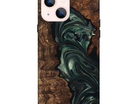 iPhone 14 Plus Wood Live Edge Phone Case - Ezra (Green, 747497) For Cheap