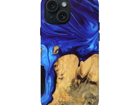 iPhone 15 Wood Live Edge Phone Case - Lyndon (Blue, 747491) Supply