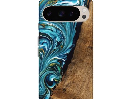 Pixel 9 Pro Wood Live Edge Phone Case - Marcie (Teal & Gold, 747488) Online Hot Sale