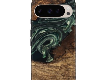 Pixel 9 Pro Wood Live Edge Phone Case - Ian (Green, 747484) Cheap