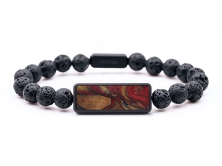 Lava Bead Wood Bracelet - Kobe (Red, 747535) Supply