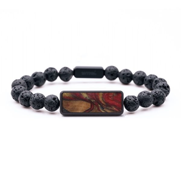 Lava Bead Wood Bracelet - Kobe (Red, 747535) Supply