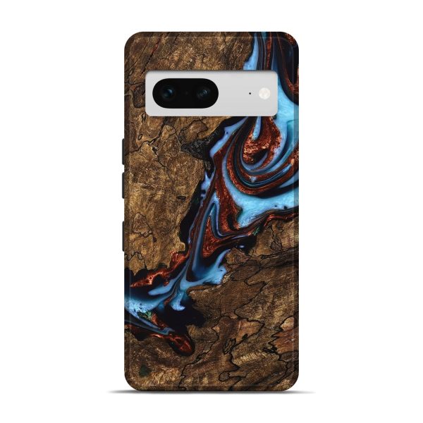 Pixel 7 Wood Live Edge Phone Case - Tomas (Teal & Gold, 747480) on Sale