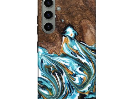 Galaxy S24 Plus Wood Live Edge Phone Case - Kaia (Teal & Gold, 747487) Discount