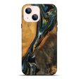 iPhone 14 Plus Wood Live Edge Phone Case - Karly (Teal & Gold, 747502) Online now