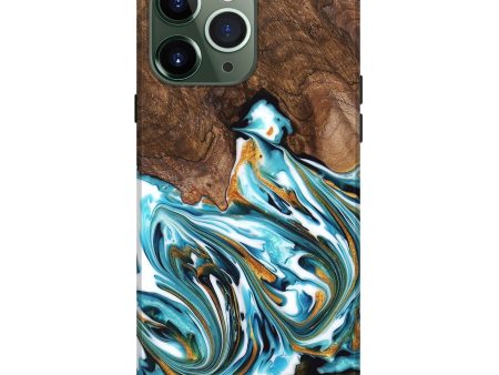 iPhone 13 Pro Max Wood Live Edge Phone Case - Kaia (Teal & Gold, 747487) Online