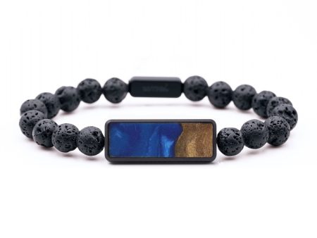 Lava Bead Wood Bracelet - Clara (Blue, 747555) Sale