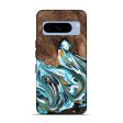 Pixel 8 Pro Wood Live Edge Phone Case - Kaia (Teal & Gold, 747487) Cheap