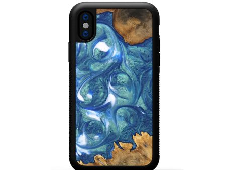 iPhone Xs Wood Phone Case - Lum (Blue, 747459) Supply