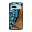 Pixel 7 Wood Live Edge Phone Case - Marcie (Teal & Gold, 747488) For Discount