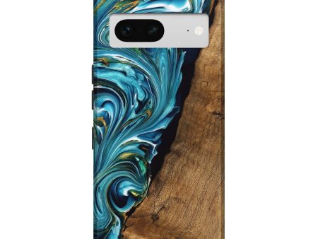 Pixel 7 Wood Live Edge Phone Case - Marcie (Teal & Gold, 747488) For Discount