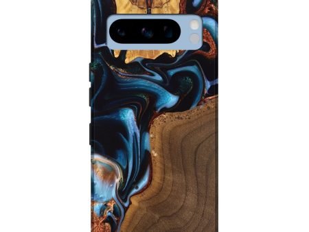 Pixel 8 Pro Wood Live Edge Phone Case - Willard (Teal & Gold, 747496) For Discount