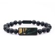 Lava Bead Wood Bracelet - Nasir (Green, 747544) For Sale