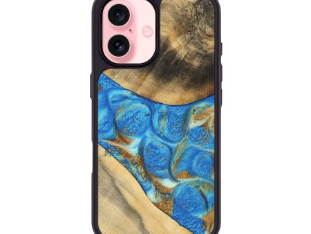 iPhone 16 Wood Phone Case - Jaquan (Teal & Gold, 747409) Online now