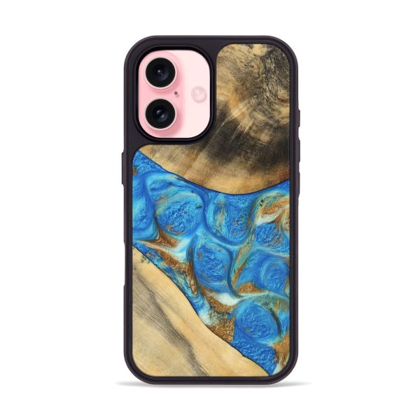 iPhone 16 Wood Phone Case - Jaquan (Teal & Gold, 747409) Online now