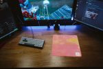 Pink and Gold Watercolor Mousepad For Sale