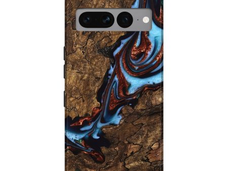 Pixel 7 Pro Wood Live Edge Phone Case - Tomas (Teal & Gold, 747480) Supply