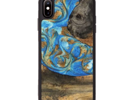 iPhone Xs Max Wood Phone Case - Nelson (Teal & Gold, 747411) Online