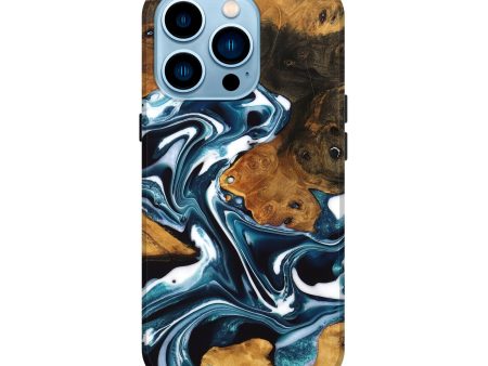 iPhone 14 Pro Wood Live Edge Phone Case - Adriana (Blue, 747504) Cheap